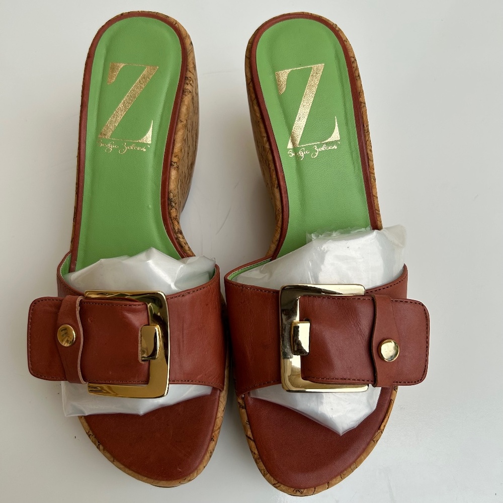 Sergio Zelcer Buckle Platform Wedges Heels Sandals Size 8